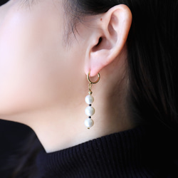 淡水珍珠 x 黑色尖晶石 3 件式耳環 [14kgf]/耳環 (#999/#1000) 第7張的照片