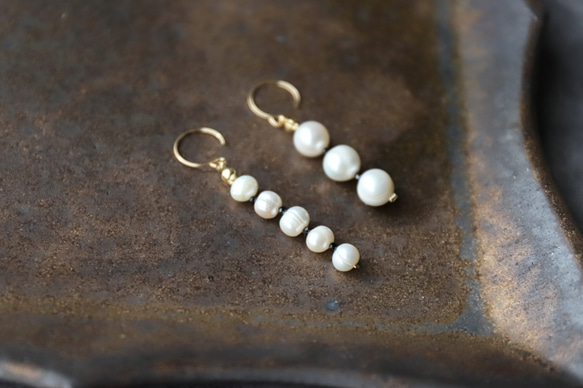 淡水珍珠 x 黑色尖晶石 5 件耳環 [14kgf]/耳環 (#1001/#1002) 第11張的照片