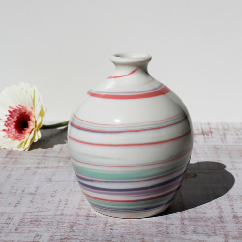 練り込み】マーブルの一輪挿し3 一輪挿し・花瓶・花器 陶工房sai