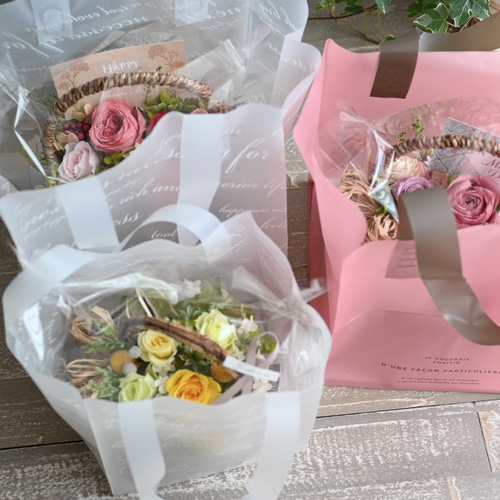 華バスケット＊あふれる花籠アレンジメント プリザーブド