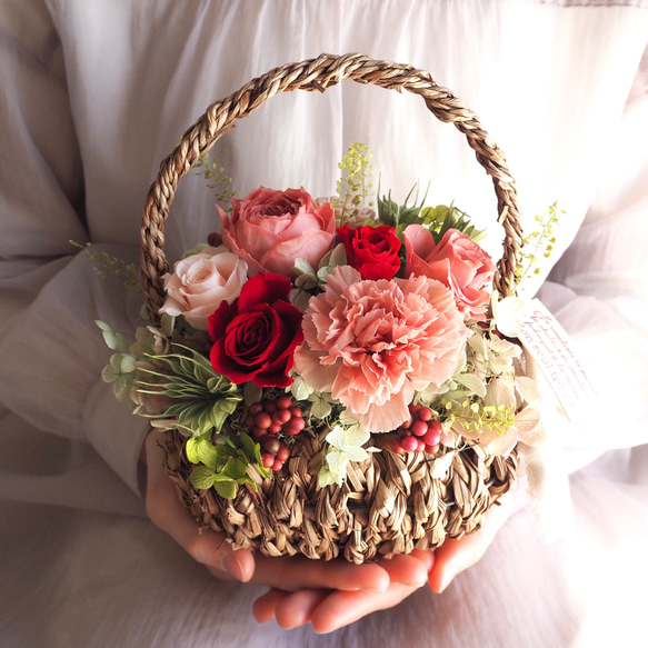 母の日*華バスケット*あふれる花籠アレンジメント 母の日*華バスケット*あふれる花籠アレンジメント