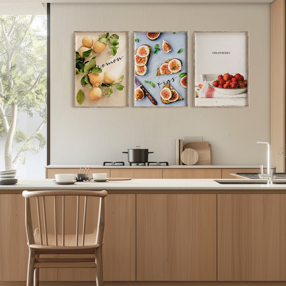 【お得な3枚セット】フルーツのフォトポスター　キッチンポスターA4サイズ〜 1枚目の画像