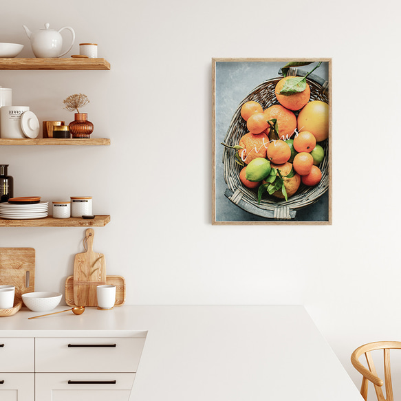 オレンジのフォトポスター　/ i1214 / イチゴ、ブルーベリー、チェリー、レモンなど　キッチンポスター 5枚目の画像