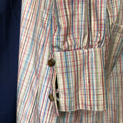 【美品紬の正絹着物】長袖スタンドカラー着物リメイクワンピース 4枚目の画像
