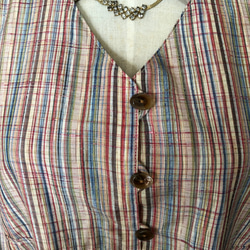 【美品紬の正絹着物】長袖スタンドカラー着物リメイクワンピース 2枚目の画像