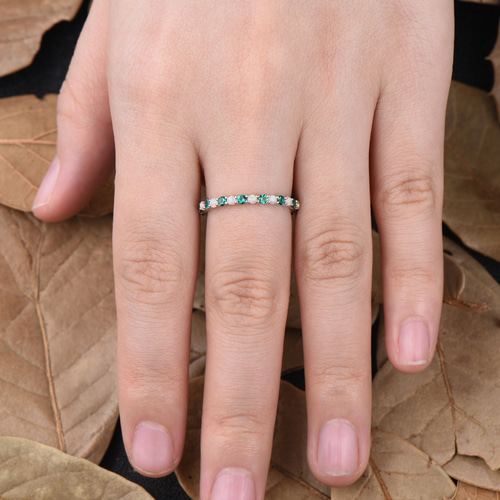 ミニマリスト 5月の誕生石 グリーンエメラルドリング 10月の誕生石