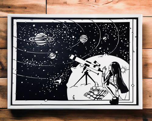 50%off〈原画・額装〉睡蓮の切り絵（43.5×55.2cm） - 色李画廊