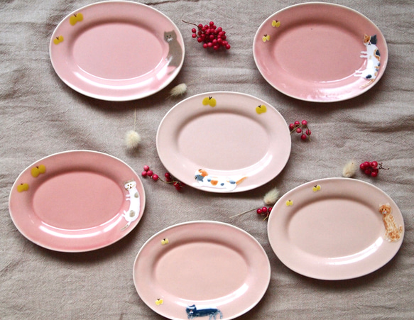 春にゃんにゃ小皿　桜ピンクに茶トラ猫 13枚目の画像