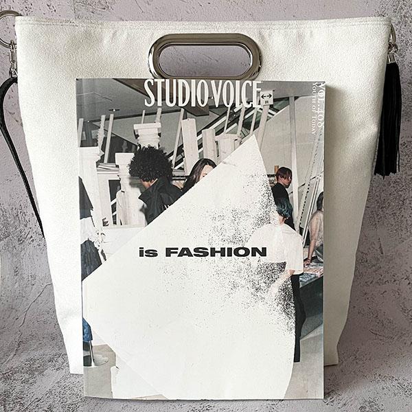 ビッグハートの大容量2wayトート（A4対応）：オフホワイト×ブラック☆Big Heart／フリンジタッセル付き