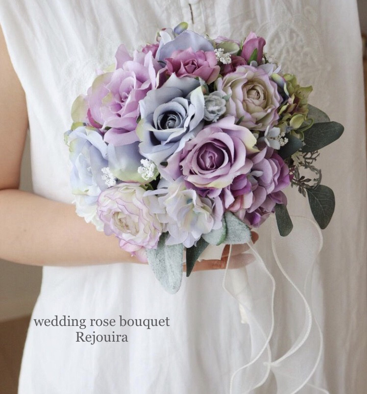 《1点もの》《送料無料》アンティークローズ＆ユーカリのナチュラルラウンドブーケ　ブートニア　結婚　wedding