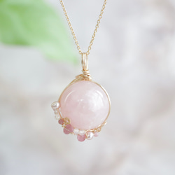 大粒ローズクォーツ《桜色の惑星》｜自分を愛する天然石ペンダント