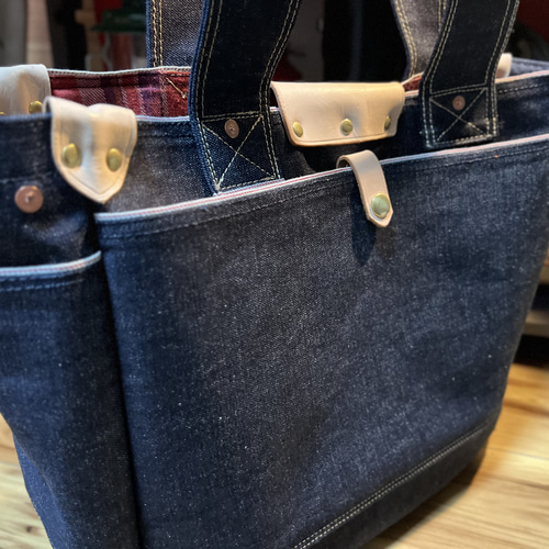 岡山セルビッチデニムダイヤモンドステッチトートバッグ トート