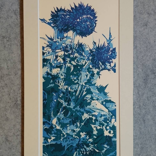版画作品 藍を重ねて(フジアザミ) 版画 Akemi_Art 通販｜Creema(クリーマ)