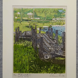 版画作品 藍を重ねて(岡山城) 版画 Akemi_Art 通販｜Creema(クリーマ 
