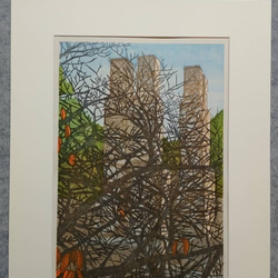 版画作品 藍を重ねて(岡山城) 版画 Akemi_Art 通販｜Creema(クリーマ 