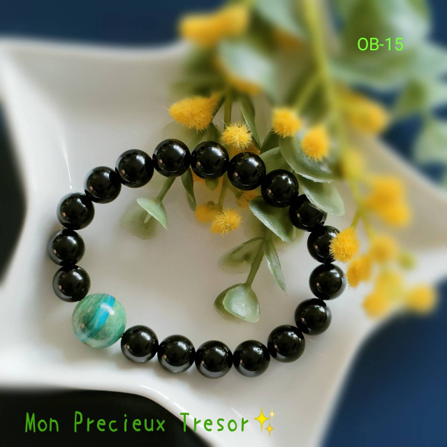 パワーいっぱいタイ産テクタイトと、ペルーオパールのブレスレット✨