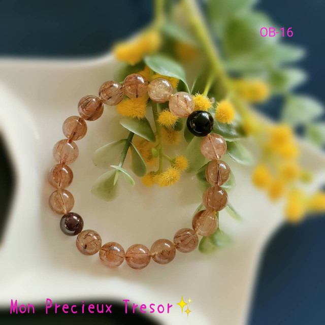 ルチルクオーツと、スターガーネット、タイ産テクタイトのブレスレット✨