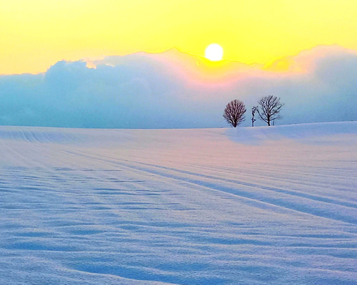 北海道『丘のまち美瑛』夕焼け 写真・グラフィック 美瑛メルヘン 通販