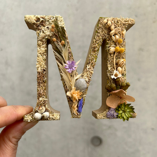 イニシャルオブジェ（ドライフラワー強め） 表札・ネームプレート