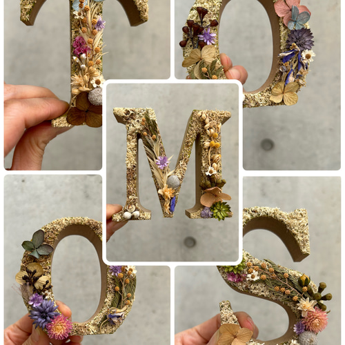 イニシャルオブジェ（ドライフラワー強め） 表札・ネームプレート