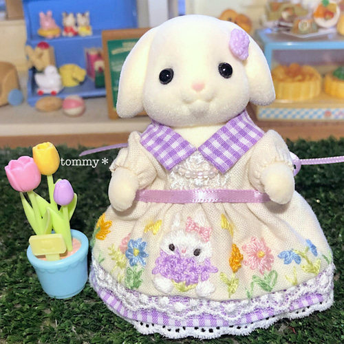 ♡刺繍のワンピース♡rabbit＆flower 大人サイズ シルバニアファミリー