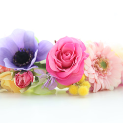 リースみたいな花冠　花かんむり　カラフル　プレゼント　アネモネ　ラナンキュラス　ミモザ　インテリア　結婚式　ブライダル 15枚目の画像