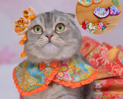 ハンドメイド　犬猫用　リバーシブルスタイ　バンダナ　龍柄　達磨　縁起物　和柄 ハンドメイド犬猫用リバーシブルスタイバンダナ龍柄達磨縁起物和柄