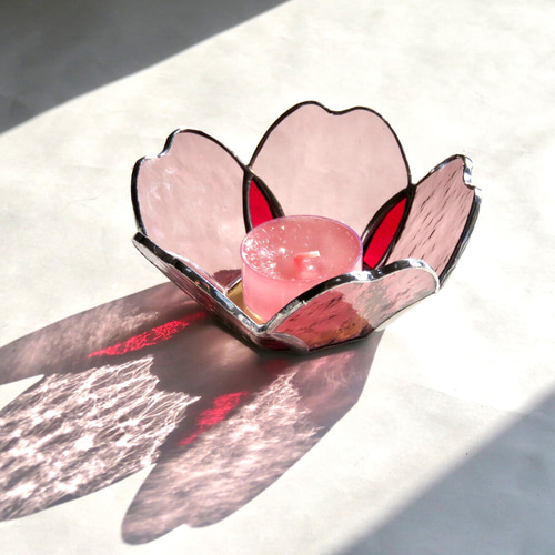 ステンドグラス ＊花桃のキャンドルホルダー＊ キャンドル・キャンドル