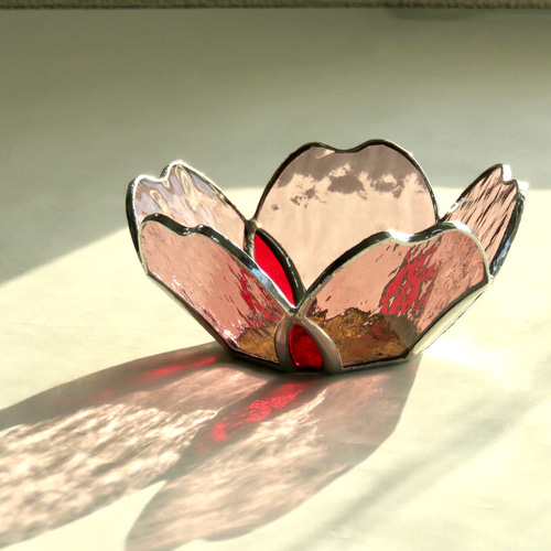 ステンドグラス ＊花桃のキャンドルホルダー＊ キャンドル・キャンドル