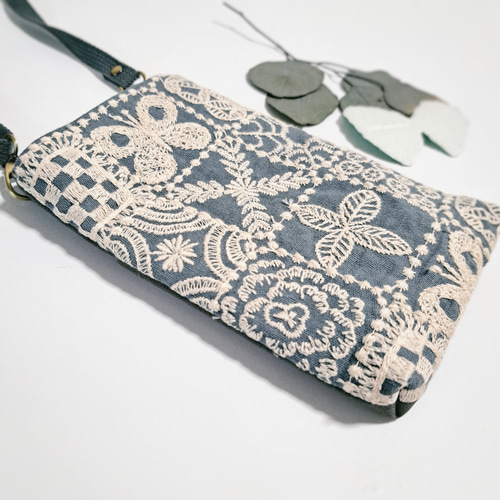 【時間指定不可】 ミナペルホネン サコッシュ スマホショルダー tile*blue forest ショルダーバッグ