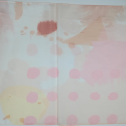 優しいピンクの抽象画風のミニスカーフ- シルクコットンスカーフ・オリジナルデザイン 4枚目の画像