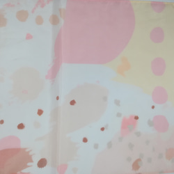 優しいピンクの抽象画風のミニスカーフ- シルクコットンスカーフ・オリジナルデザイン 5枚目の画像