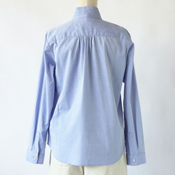 ギザコットンブルー　ミニ衿ギャザー長袖シャツ 5枚目の画像
