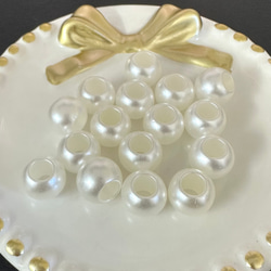 30個 12mm 大穴 プラスチック パール ビーズ 5枚目の画像