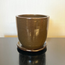 笠間焼 陶器製 茶色 花瓶 木箱付き 笠間焼の植木鉢 ガーデニング 植物 花器 一輪挿し・花瓶・花器 ライノ
