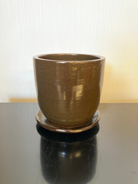 笠間焼 陶器製 茶色 花瓶 木箱付き 笠間焼の植木鉢 ガーデニング 植物 花器 一輪挿し・花瓶・花器 ライノ