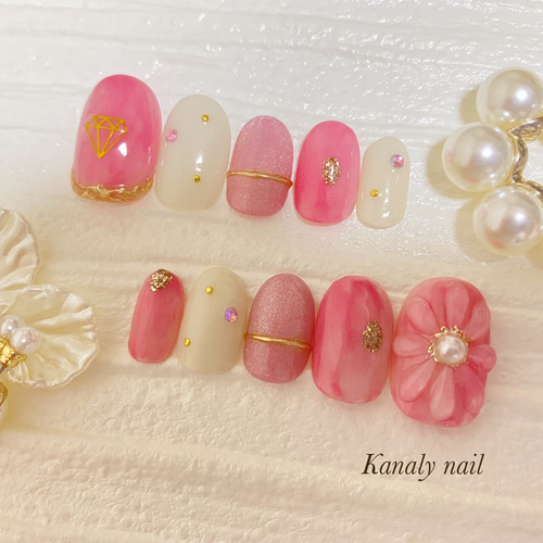 ピンク系　ネイルチップ　オーダー b3ea5d09355b7cf8f0c2b71cbd5ec7