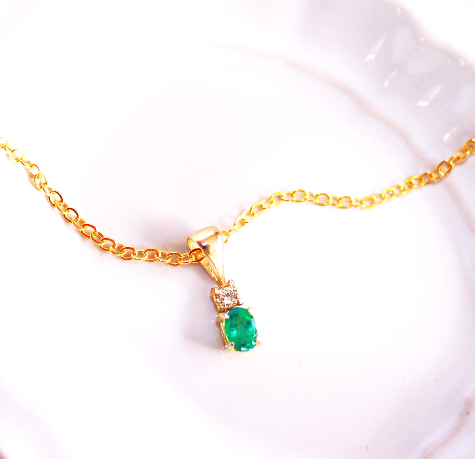 - petit - k18 Diamond & Emerald Pendant Topネックレス・ペンダント