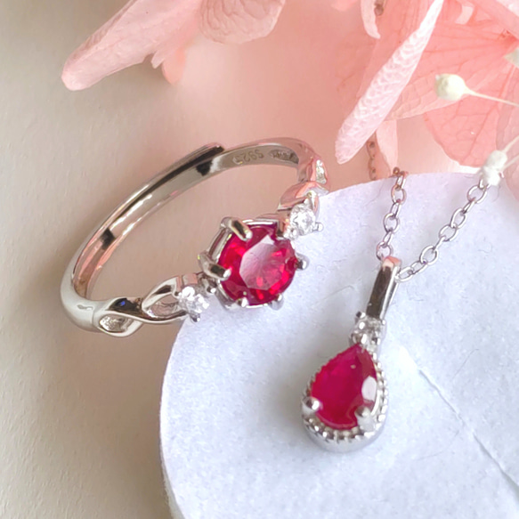 Creema限定】ルビー ネックレス リング セット S925 春の福袋 母の日