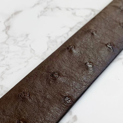日本製　クライン・カルー　オーストリッチ　Lサイズ　３５㎜巾　上質　ベルト　真鍮磨き上げ金具　エキゾチックレザー 5枚目の画像