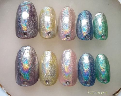 ジェルネイルチップ☆付け爪〜カラフルユニコーン ネイルチップ（つけ