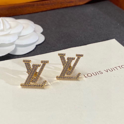 louis vuitton LVロゴ付きクリスタルフープピアス(片耳用)