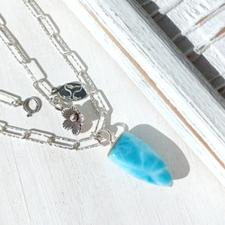 ✧超トップクオリティラリマー❁Ocean blue larimar＆flower necklace silver925❁ 11枚目の画像
