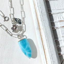 ✧超トップクオリティラリマー❁Ocean blue larimar＆flower necklace silver925❁ 2枚目の画像