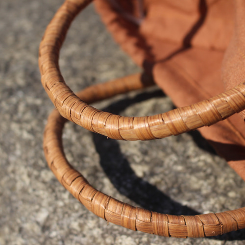 98258 山葡萄 編み 籠 かご バッグ コンパクト 手作り 内ポケット付き