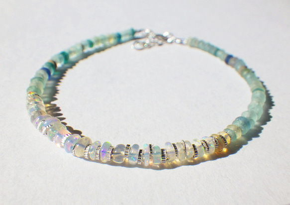 *sv925*Opal& Romanglass Ocean Bracelet ☆オパール☆アジャスター 6枚目の画像