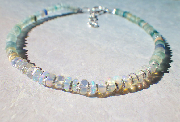 *sv925*Opal& Romanglass Ocean Bracelet ☆オパール☆アジャスター 5枚目の画像