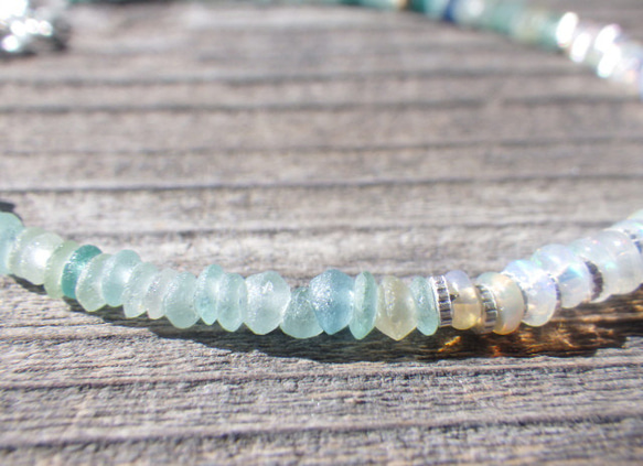 *sv925*Opal& Romanglass Ocean Bracelet ☆オパール☆アジャスター 8枚目の画像