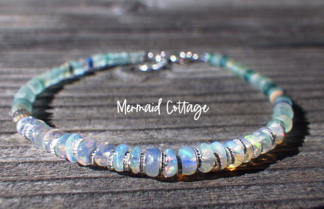 *sv925*Opal& Romanglass Ocean Bracelet ☆オパール☆アジャスター