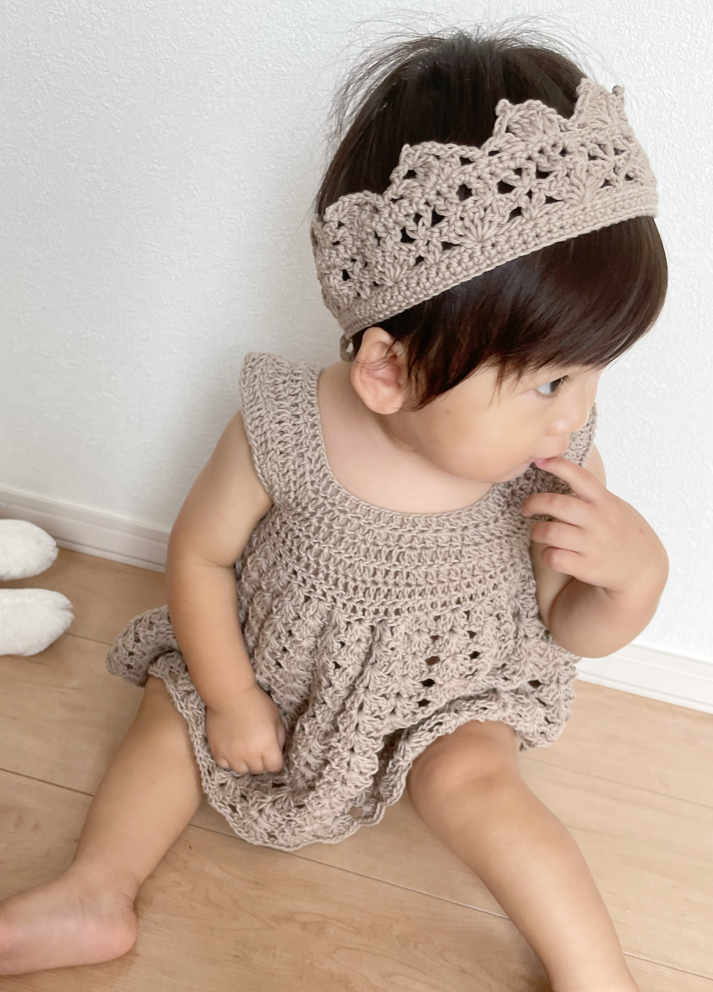 ニューボーンフォト衣装 ドレス＋クラウン ベビー服 natsumi8481